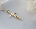 Solid Gold Cross Necklace, Religious Faith Pendant
