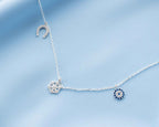 Sterling Silver Charm Anklet: Evil Eye, Heart, Snowflake