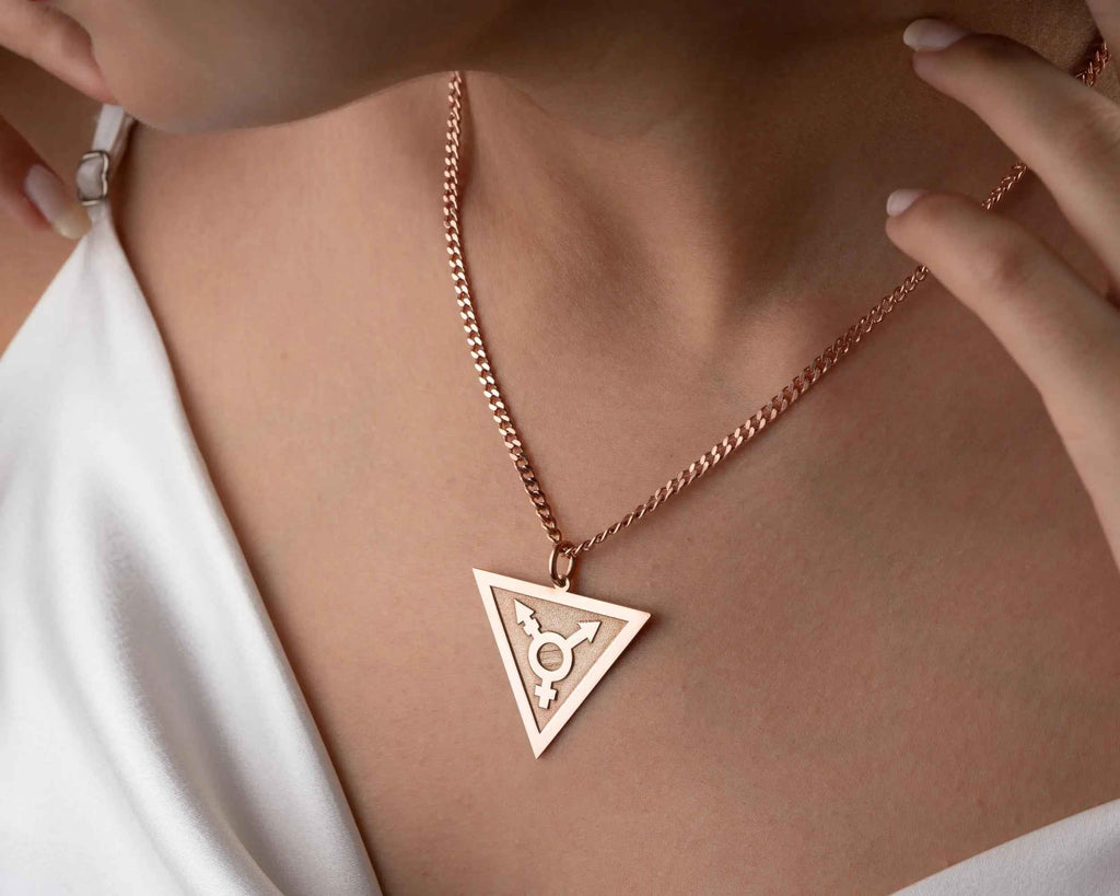 Sterling Silver Transgender Symbol Necklace: LGBT Pride Jewelry
