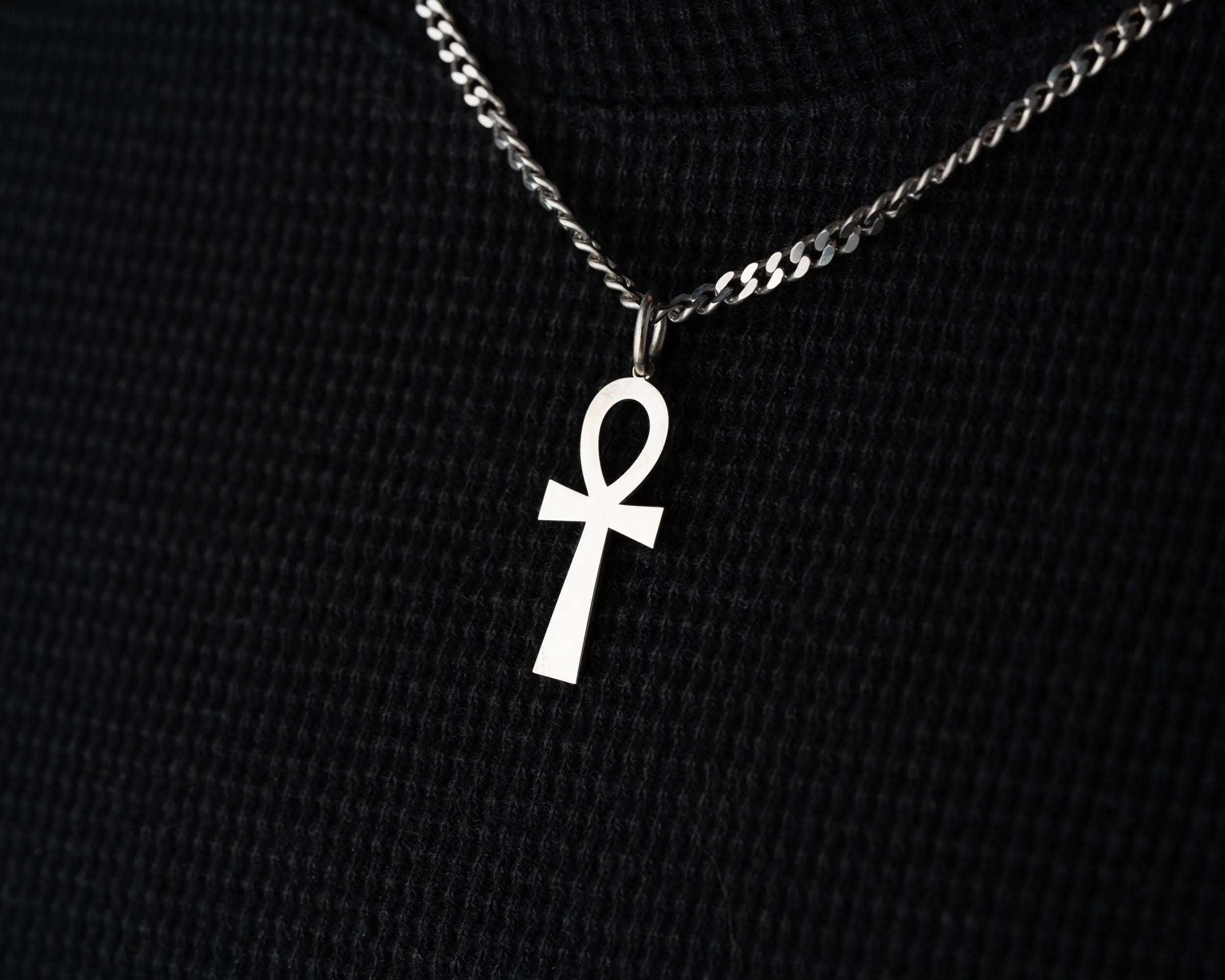 Sterling Silver Egyptian Ankh Cross Necklace: Symbol of Life Pendant   Charmora Jewelry