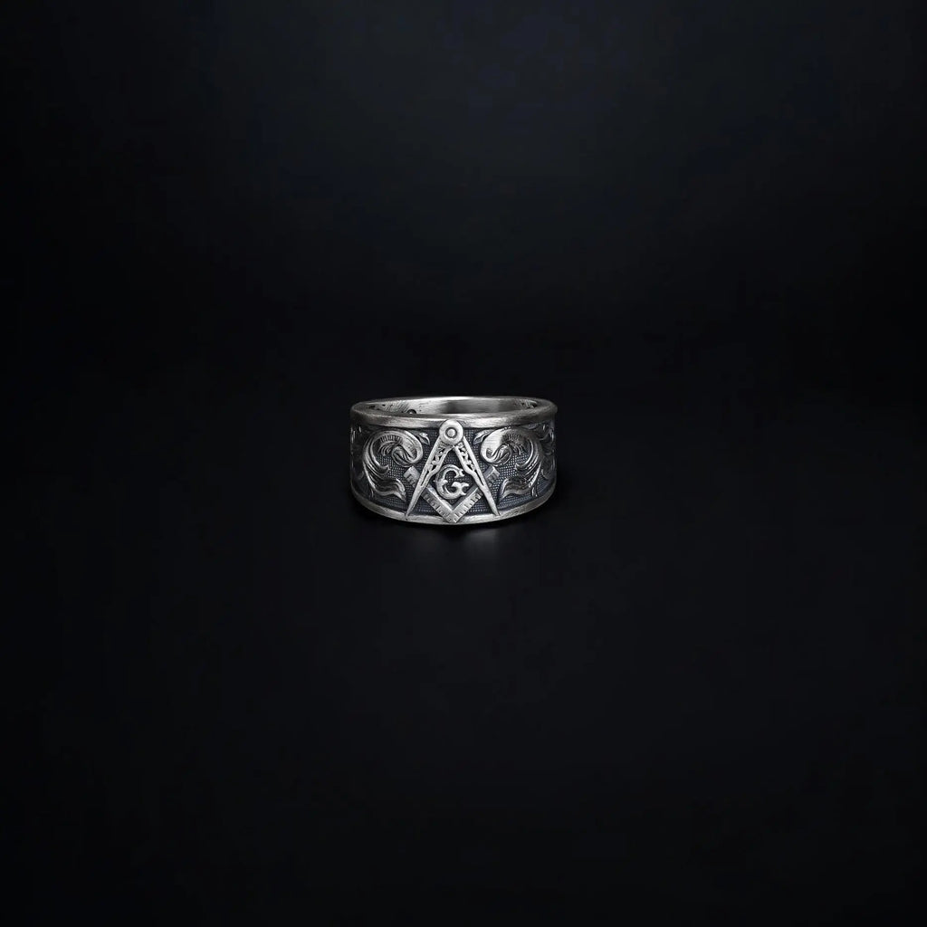 Sterling Silver Masonic Ring: Freemason Symbol Jewelry Gift   Charmora Jewelry