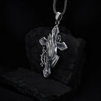Sterling Silver Praying Hands Cross Necklace, Religious Pendant   Charmora Jewelry