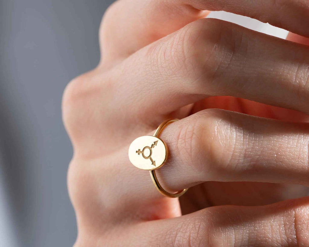Sterling Silver Transgender Pride Ring: LGBTQ Jewelry Gift