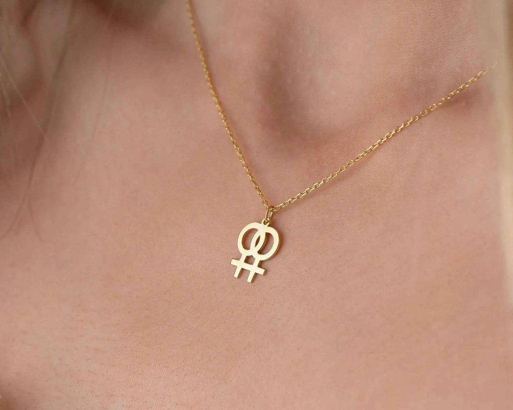 Gold Venus Symbol Necklace: Feminist Jewelry, Girl Power