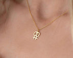 Gold Venus Symbol Necklace: Feminist Jewelry, Girl Power