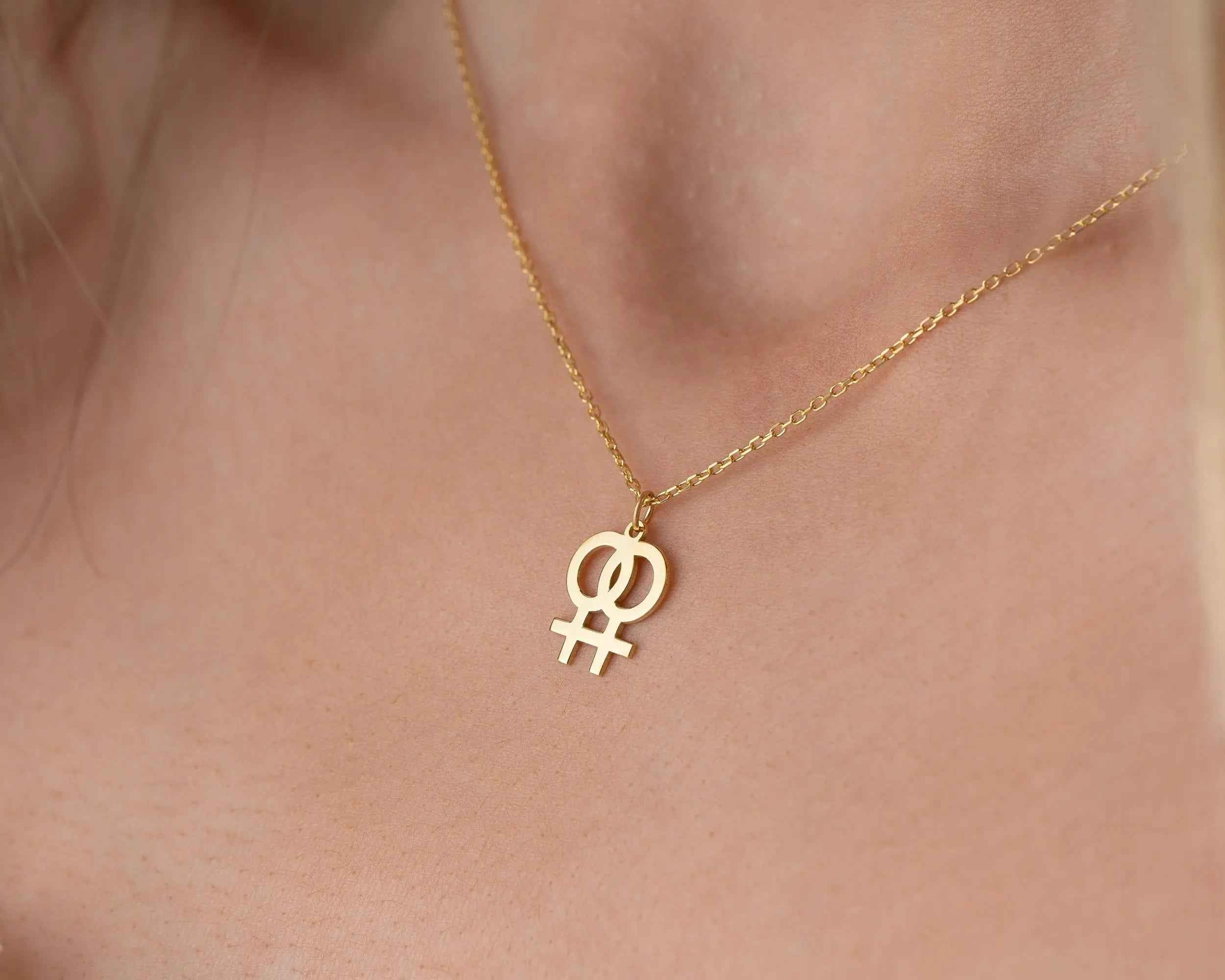 Gold Venus Symbol Necklace: Feminist Jewelry, Girl Power