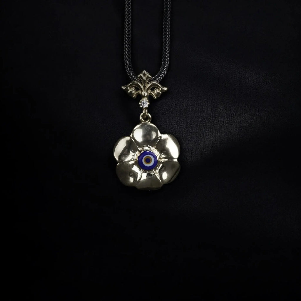 Evil Eye Flower Necklace: Sterling Silver Nazar Protection Pendant   Charmora Jewelry