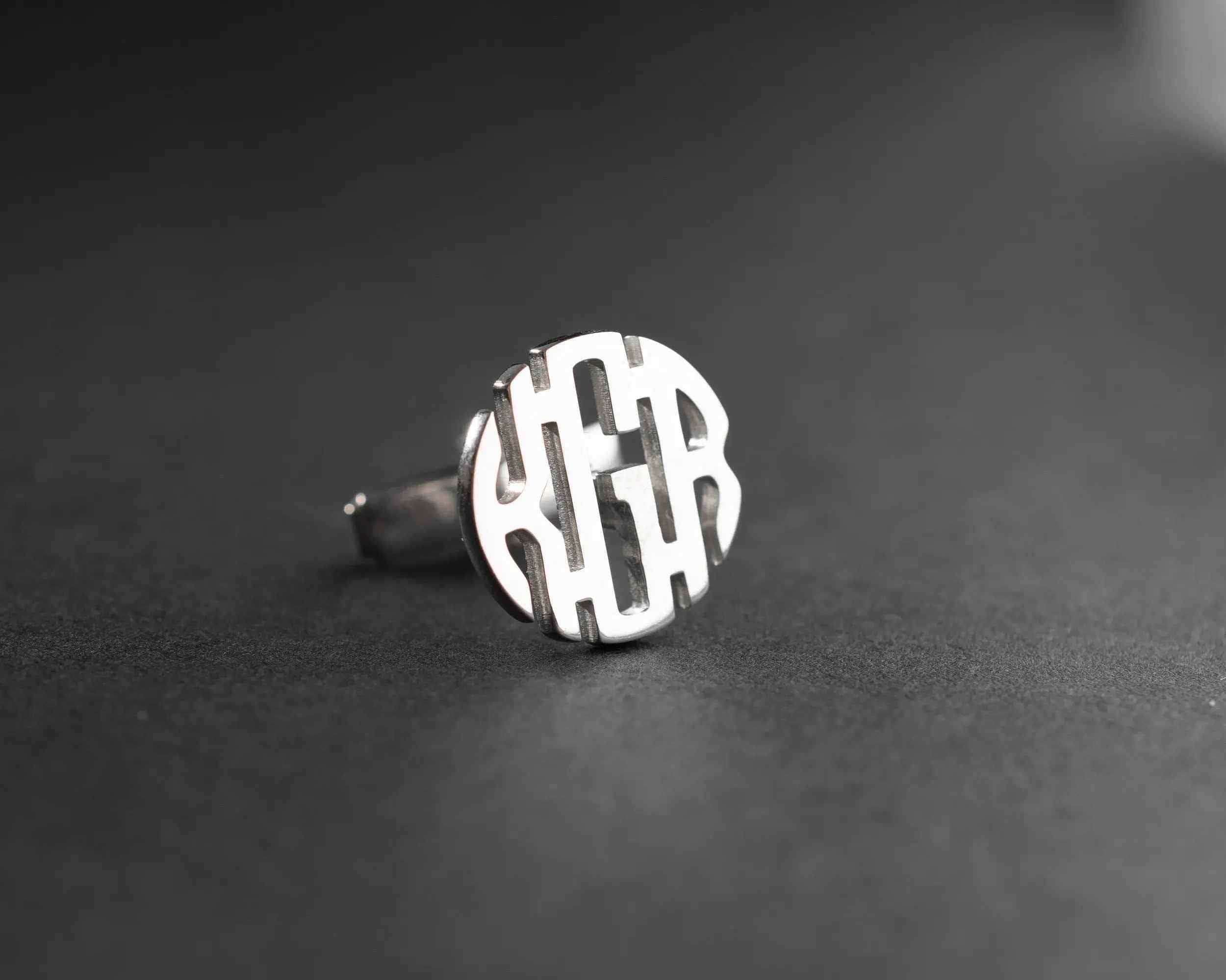 Monogrammed Sterling Silver Cufflinks, Personalized Initial Cuff Links