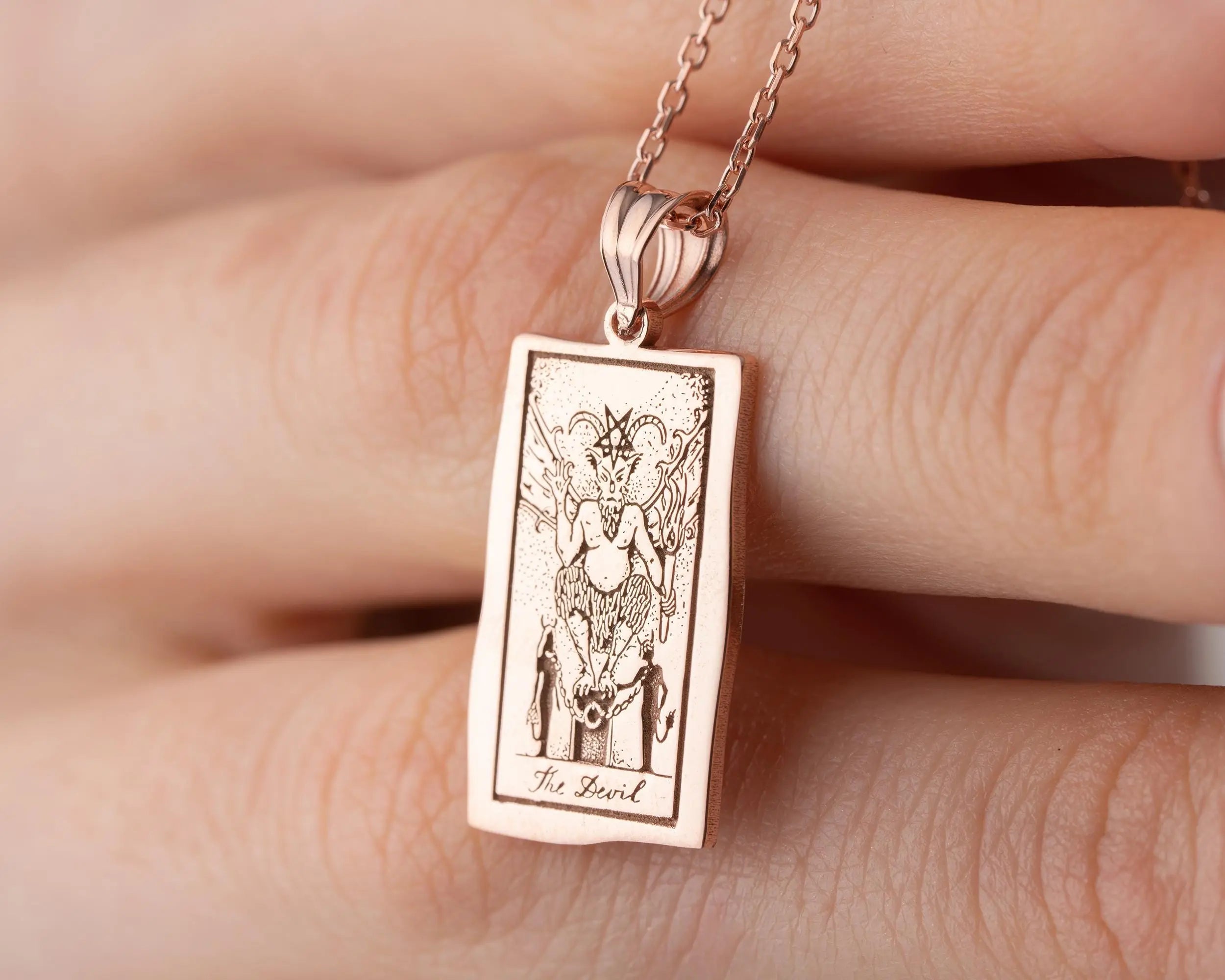 Sterling Silver Tarot Card Pendant Necklace: Mystical Jewelry Gift   Charmora Jewelry