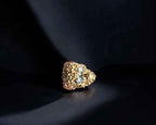 Sterling Silver Skull Ring: Turquoise Zircon Gothic Mens Jewelry