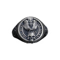 Oxidized Sterling Silver Owl Skull Ring: Gothic Biker Jewelry