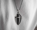 Sterling Silver Cross Necklace: Oxidized Christian Pendant   Charmora Jewelry