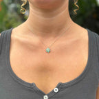 Sterling Silver Lotus Necklace: Green Australian Opal, Handmade