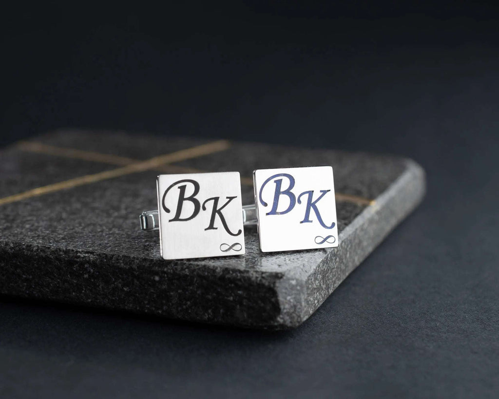 Engraved Sterling Silver Infinity Cufflinks: Personalized Wedding Groomsmen Gift   Charmora Jewelry