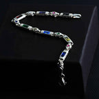 Multicolor Baguette Stone Sterling Silver Bracelet – Men’s Statement Jewelry, Gift for Him