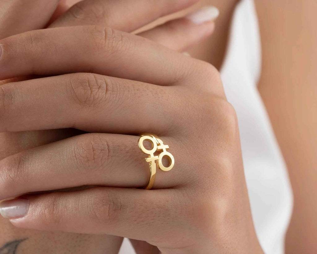 Sterling Silver Double Venus Ring: LGBTQ Pride Jewelry