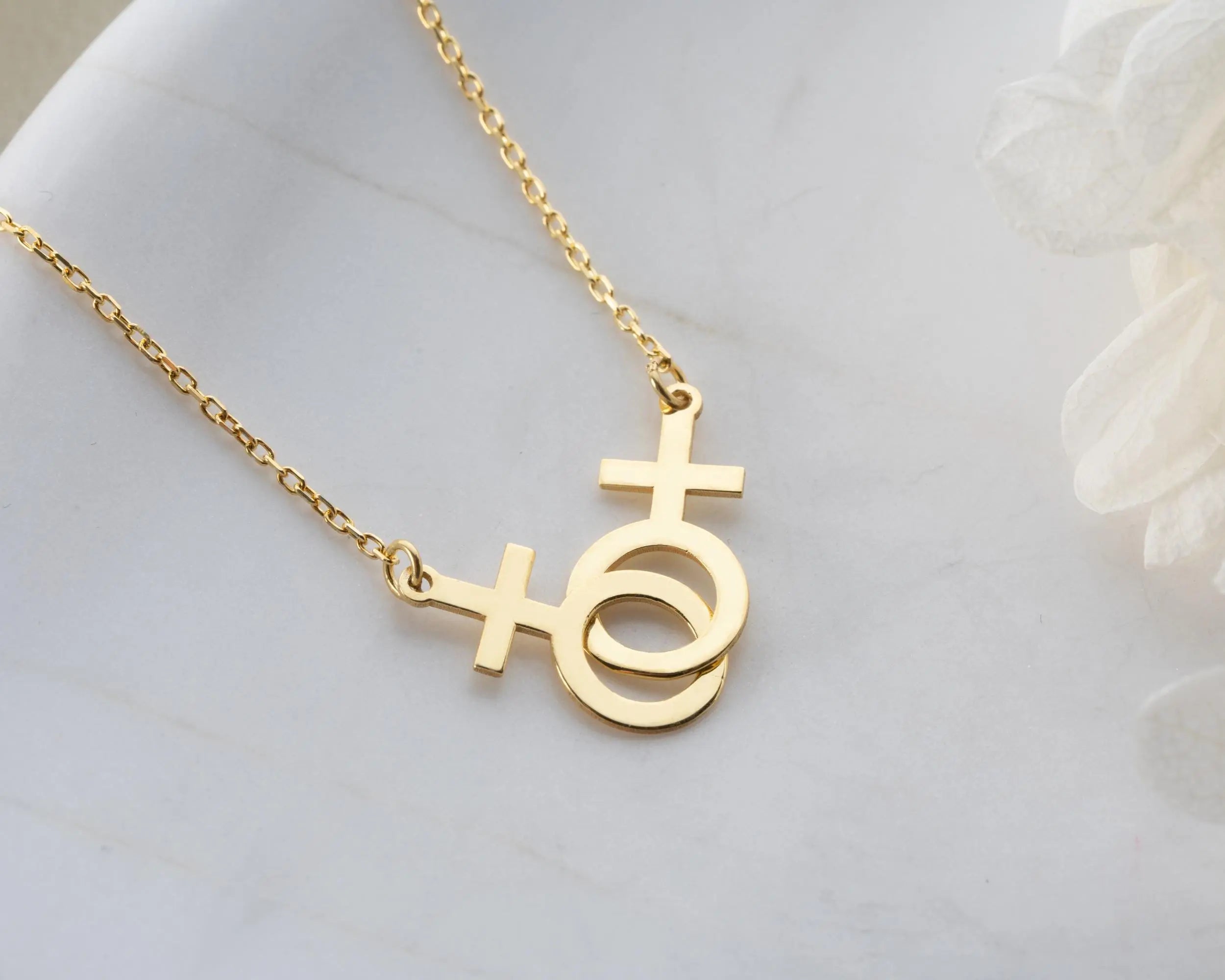 Collier Symbole Lesbien en Or Massif : Bijoux Fierté LGBTQ