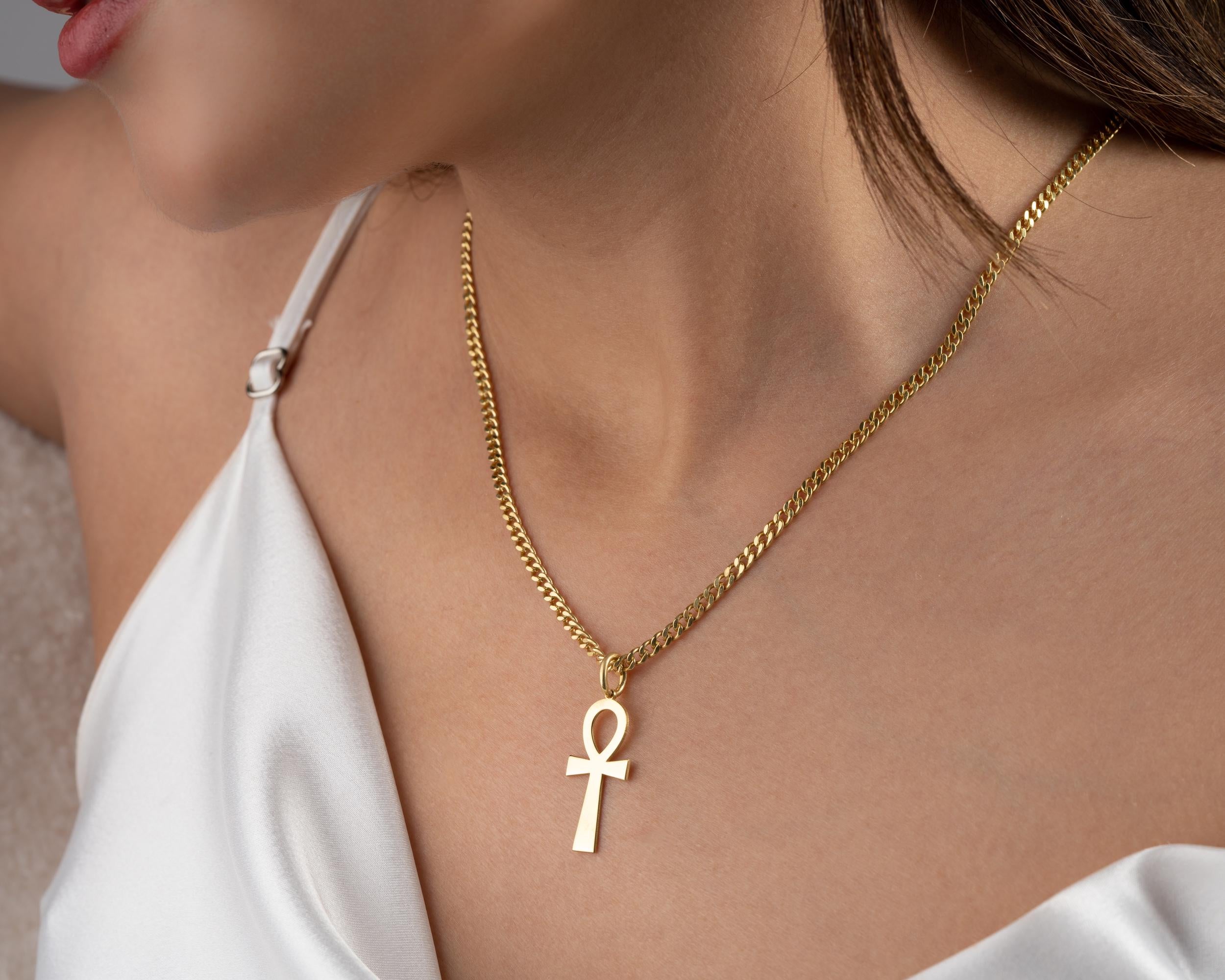 Gold Ankh Pendant: Sterling Silver Egyptian Cross Necklace