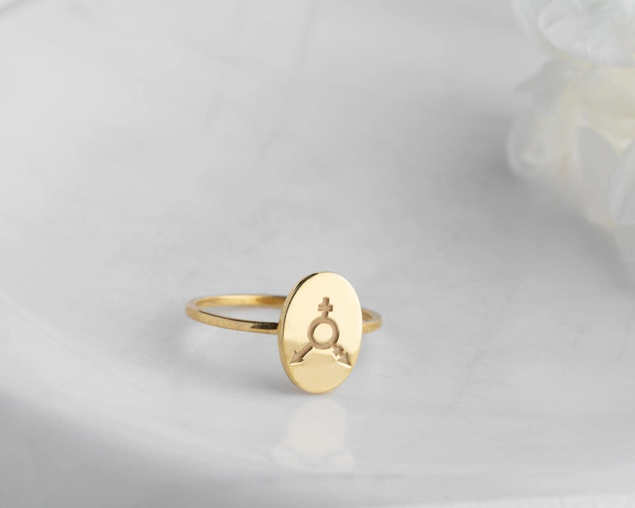 Bague Symbole Transgenre en Or Massif : Bijoux LGBTQ Fierté