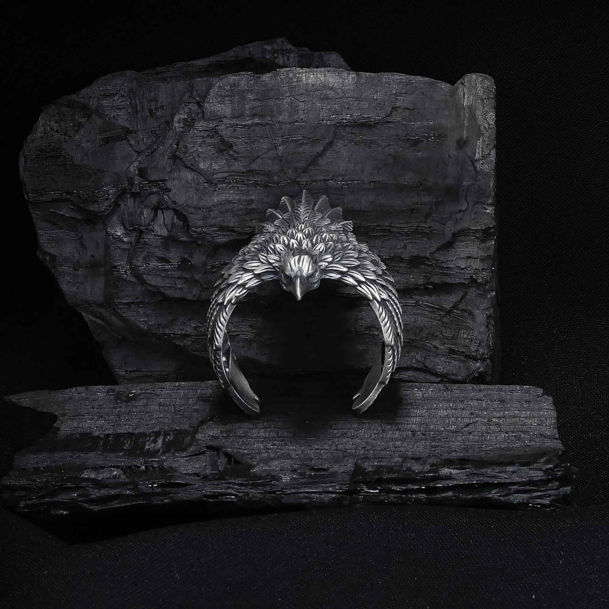 Sterling Silver American Eagle Ring: Oxidized 925 Silver Band