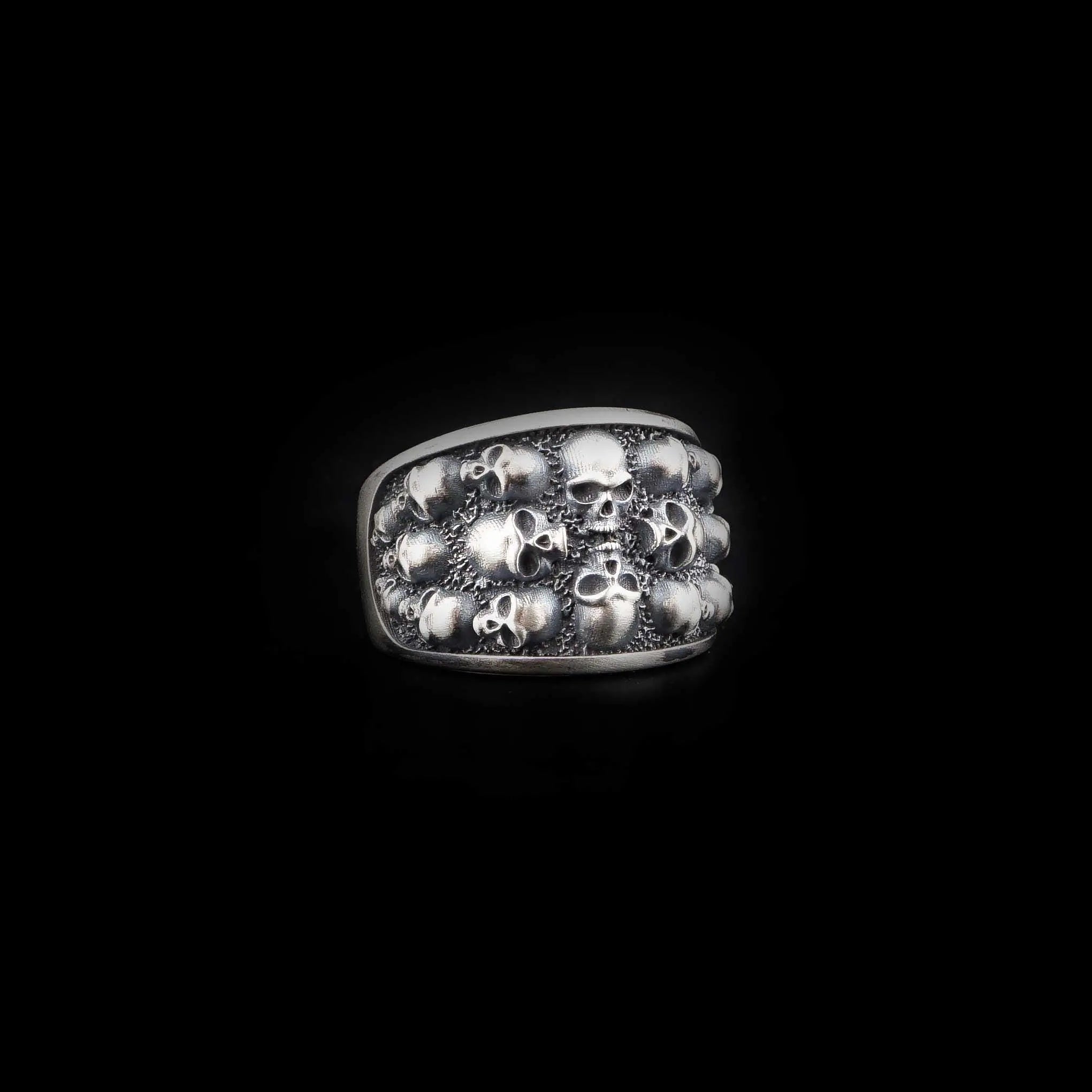 Sterling Silver Skull Ring: Memento Mori Biker Ring, Gothic Jewelry   Charmora Jewelry