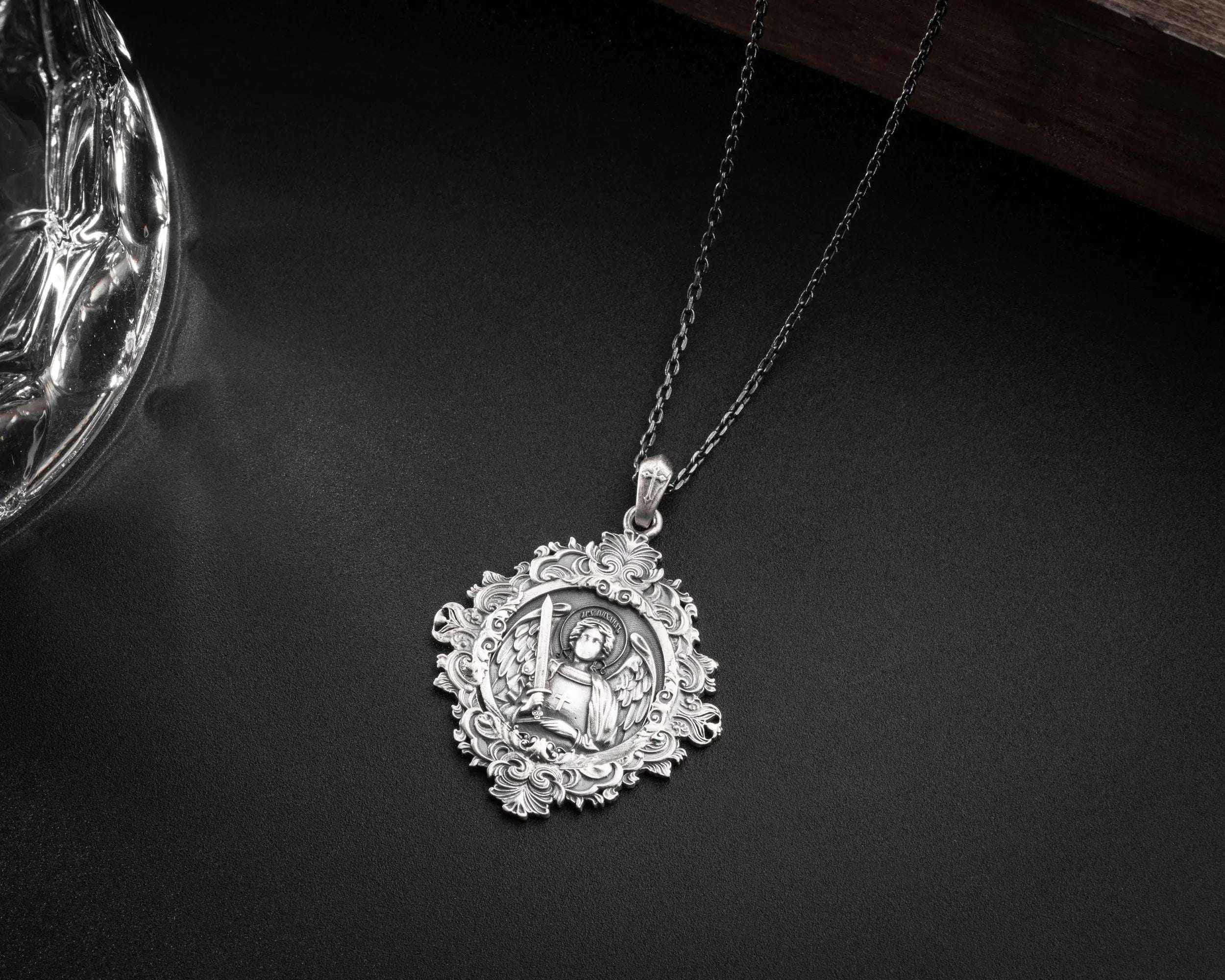 Sterling Silver Archangel Saint Michael Necklace: Guardian Angel Pendant