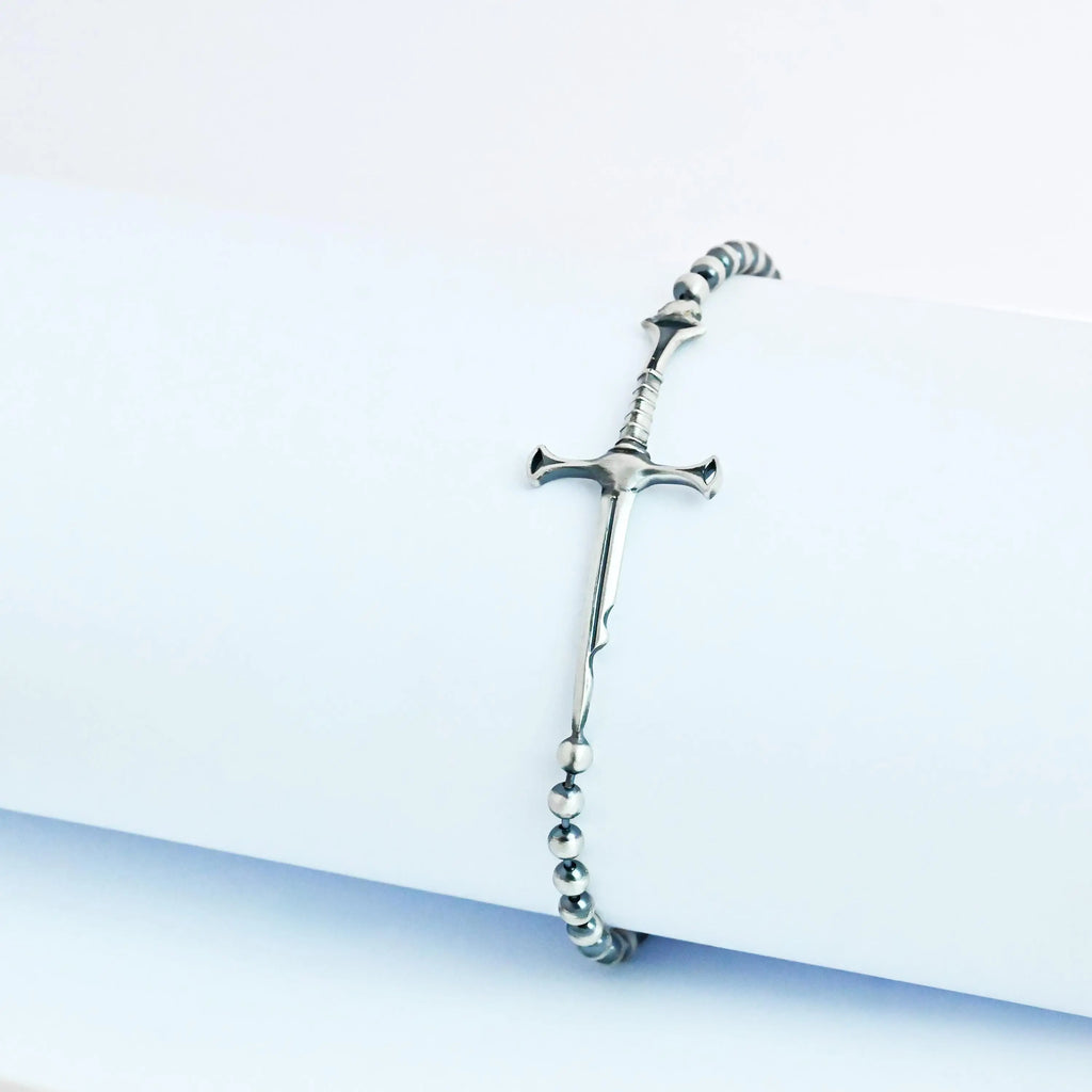 925 Sterling Silver Sword Bracelet – Handmade Warrior Jewelry for Men   Charmora Jewelry
