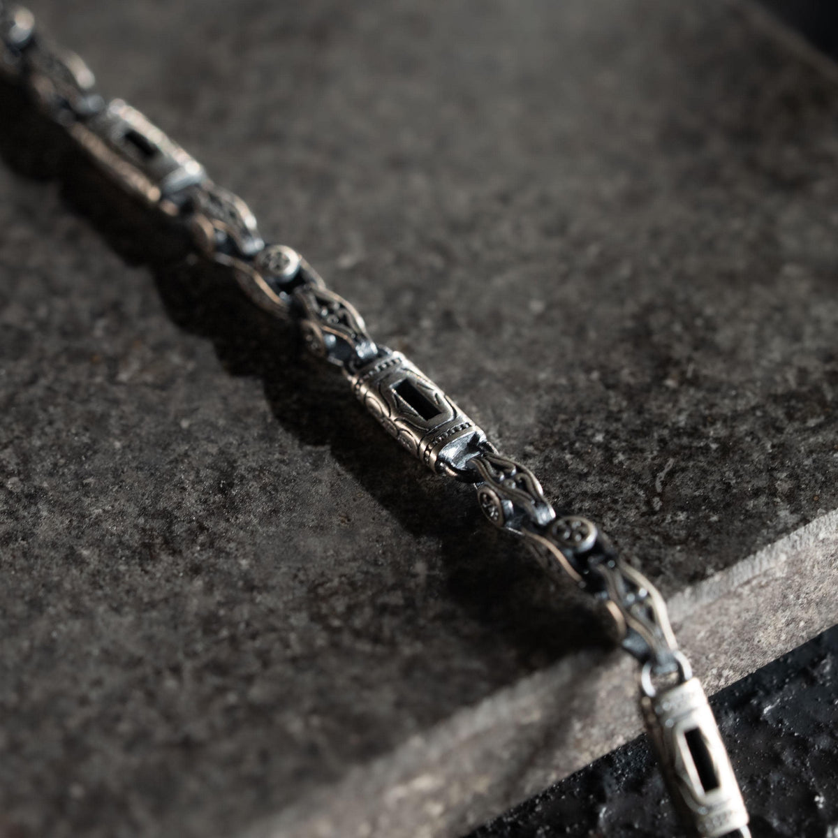 Black Baguette Box Clasp Link Bracelet  Bracelet  Charmora Jewelry