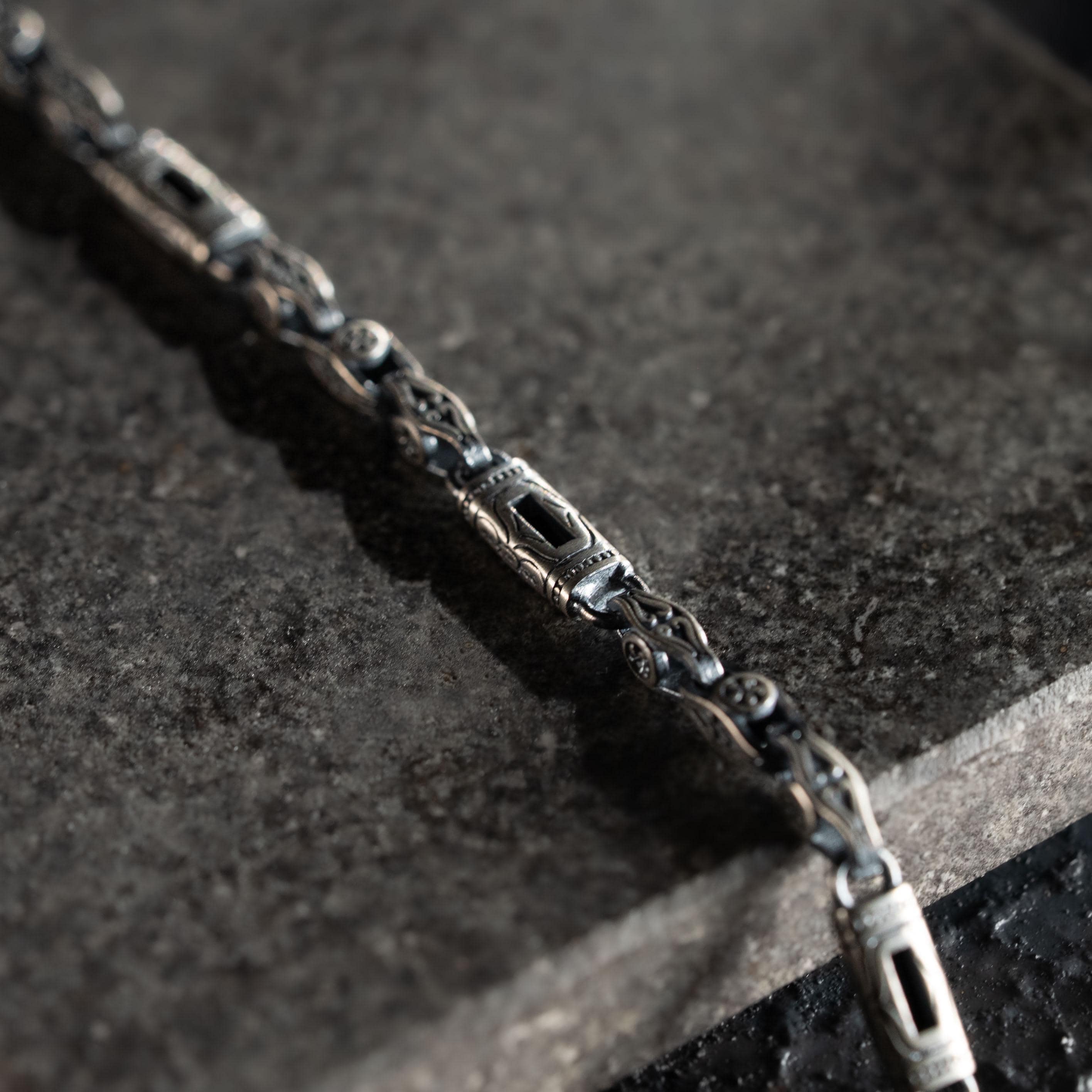 Black Baguette Box Clasp Link Bracelet  Bracelet  Charmora Jewelry