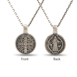 Saint Benedict Double Sided Medal Necklace  Necklace  Charmora Jewelry