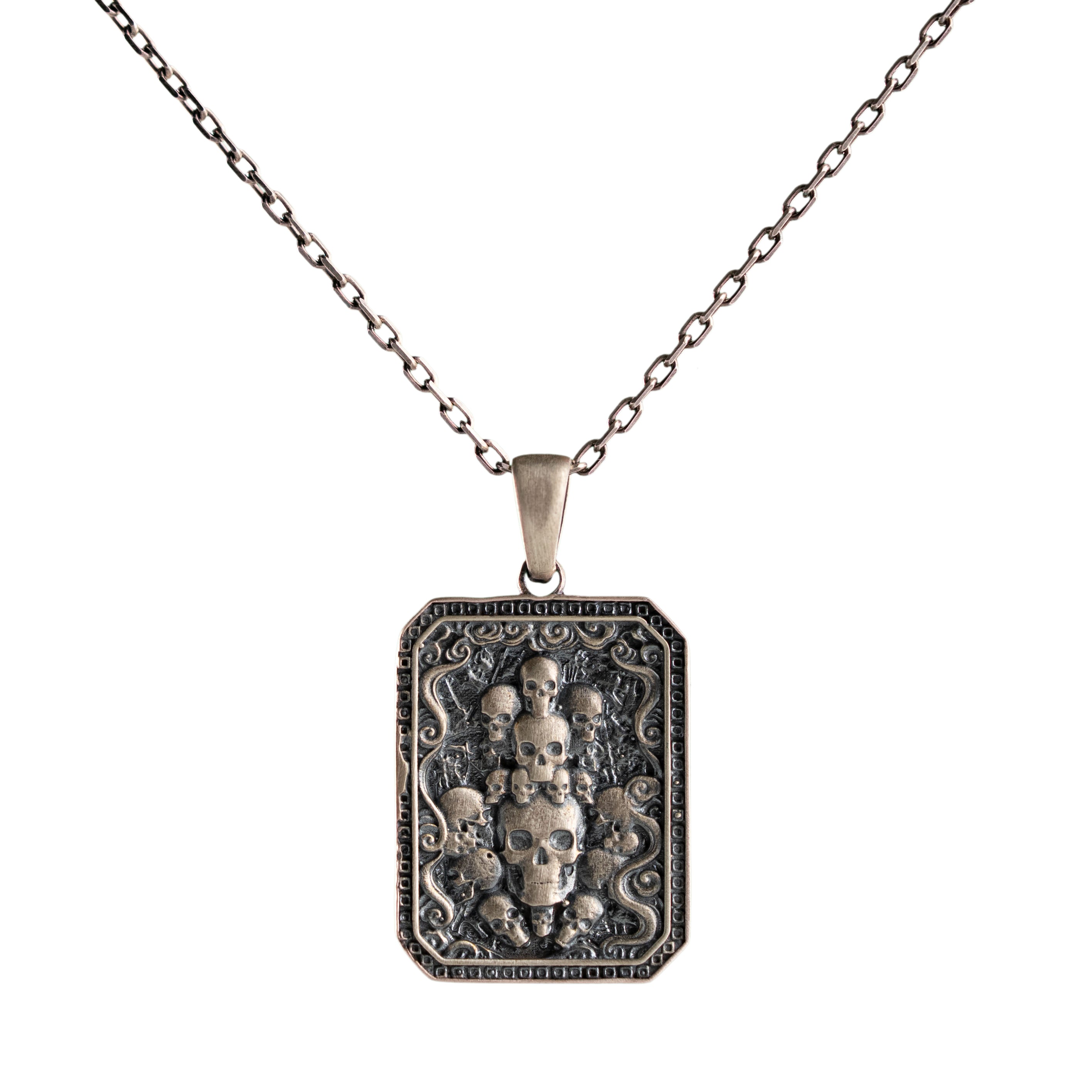 Sculpted Skull Necklace and Ring Jewelry Set  Ring  Charmora Jewelry