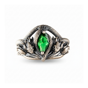 Green Eye Serpent Relief Motif Ring  Ring  Charmora Jewelry