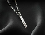 Personalized Sterling Silver Bar Necklace: Engraved Name, Morse Code, Coordinates