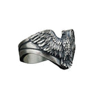 Oxidized Sterling Silver American Eagle Ring: Patriotic Bird Wrap   Charmora Jewelry