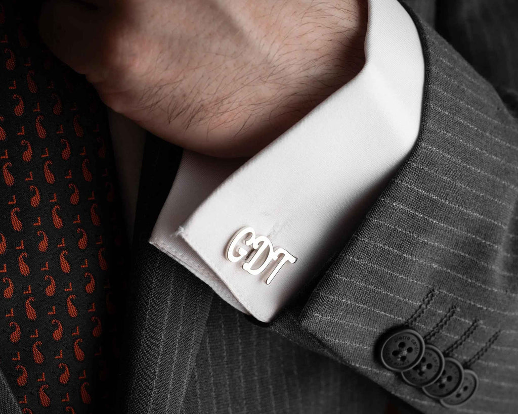 Personalized Sterling Silver Initial Cufflinks, Wedding Gift