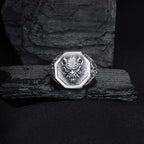 Sterling Silver Oni Mask Ring: Japanese Samurai Biker Jewelry