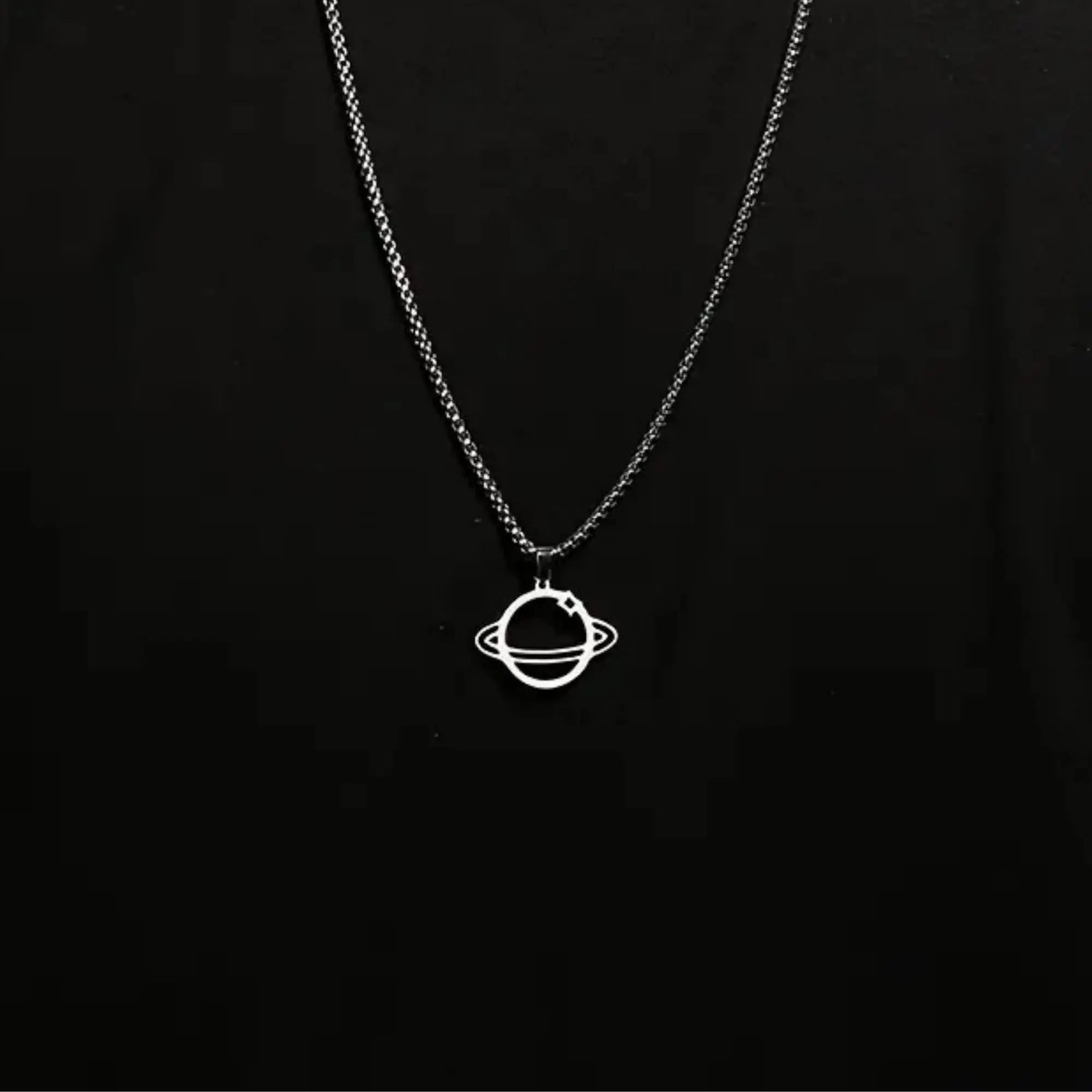 Sterling Silver Saturn Planet Necklace: Galaxy Pendant for Men   Charmora Jewelry