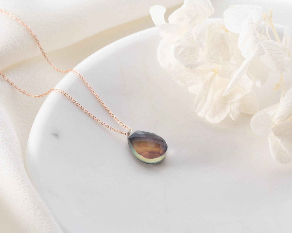 Dainty Sterling Silver Labradorite Necklace | Elegant Teardrop Pendant | Christmas Gift For Teenager