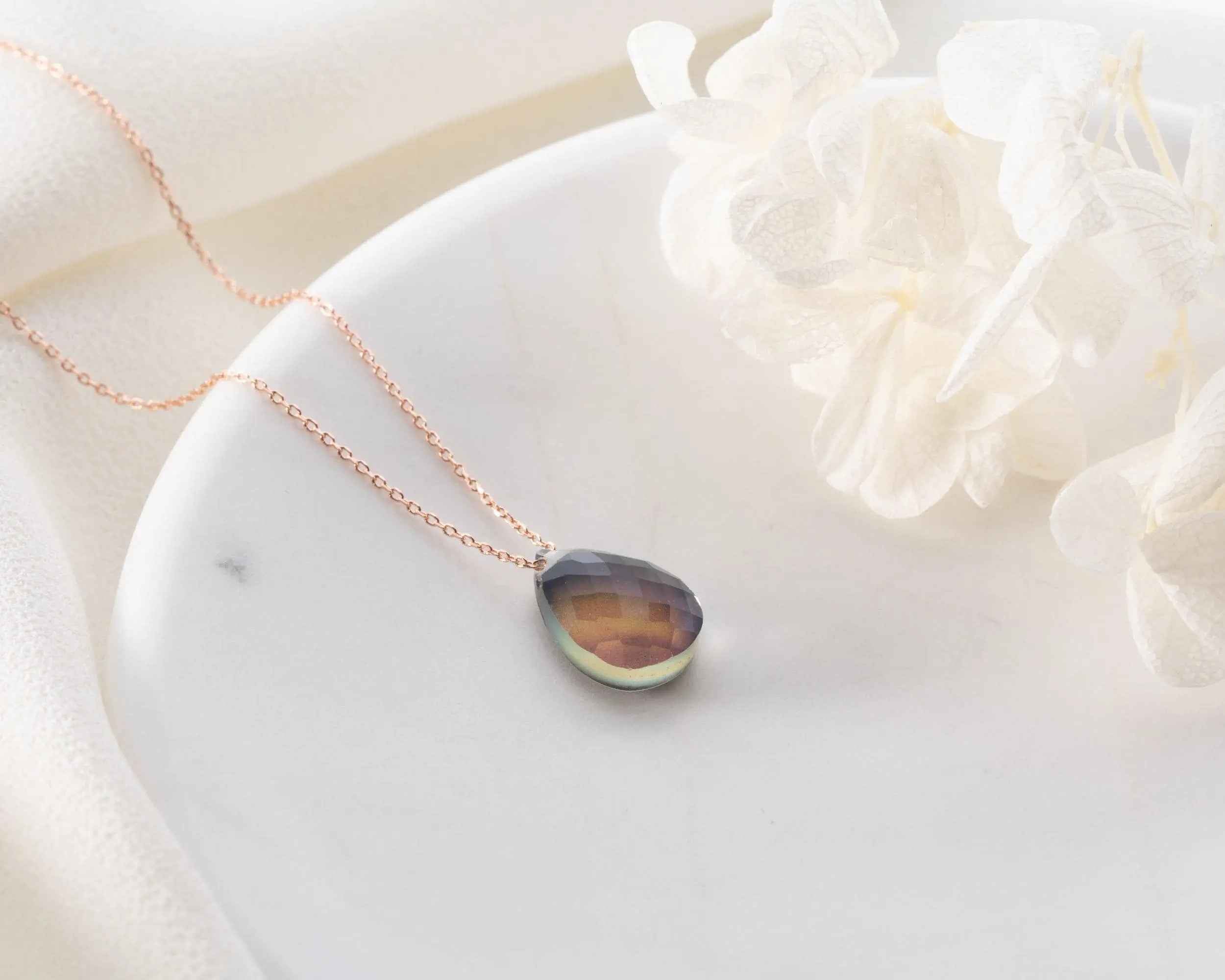 Dainty Sterling Silver Labradorite Necklace | Elegant Teardrop Pendant | Christmas Gift For Teenager