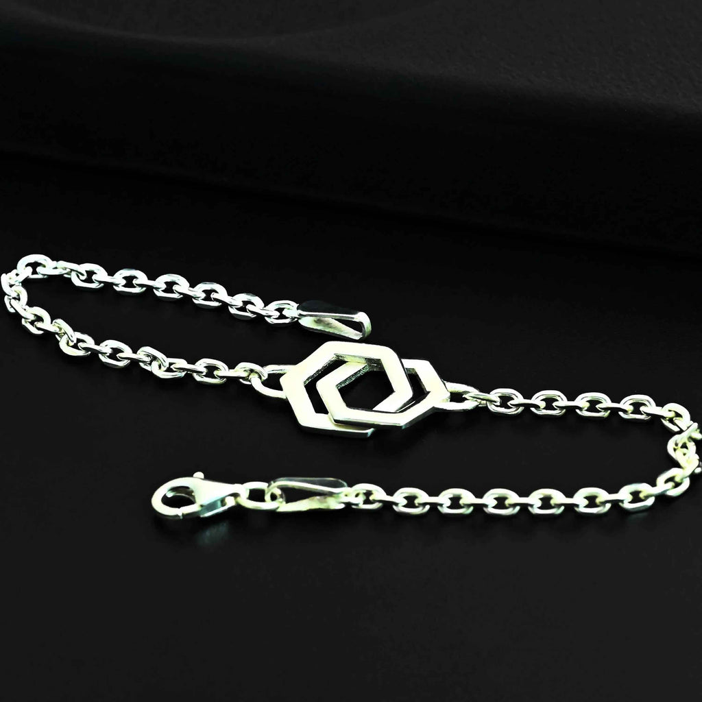 Sterling Silver Geometric Bracelet: Minimal Modern Chain Jewelry
