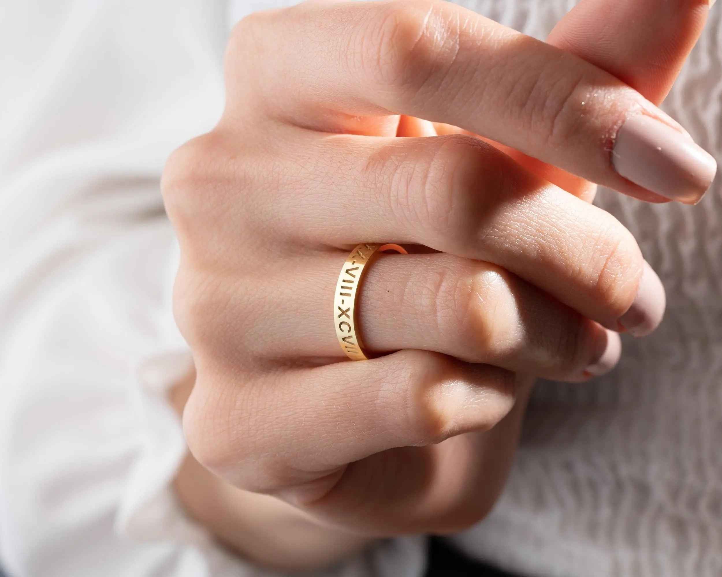 Personalized Sterling Silver Roman Numeral Ring, Anniversary Gift