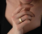 Solid Gold Coordinates Ring: Custom Engraved Anniversary Jewelry