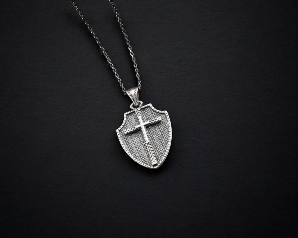 Sterling Silver Cross Necklace: Oxidized Christian Pendant   Charmora Jewelry