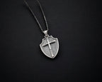 Sterling Silver Cross Necklace: Oxidized Christian Pendant   Charmora Jewelry