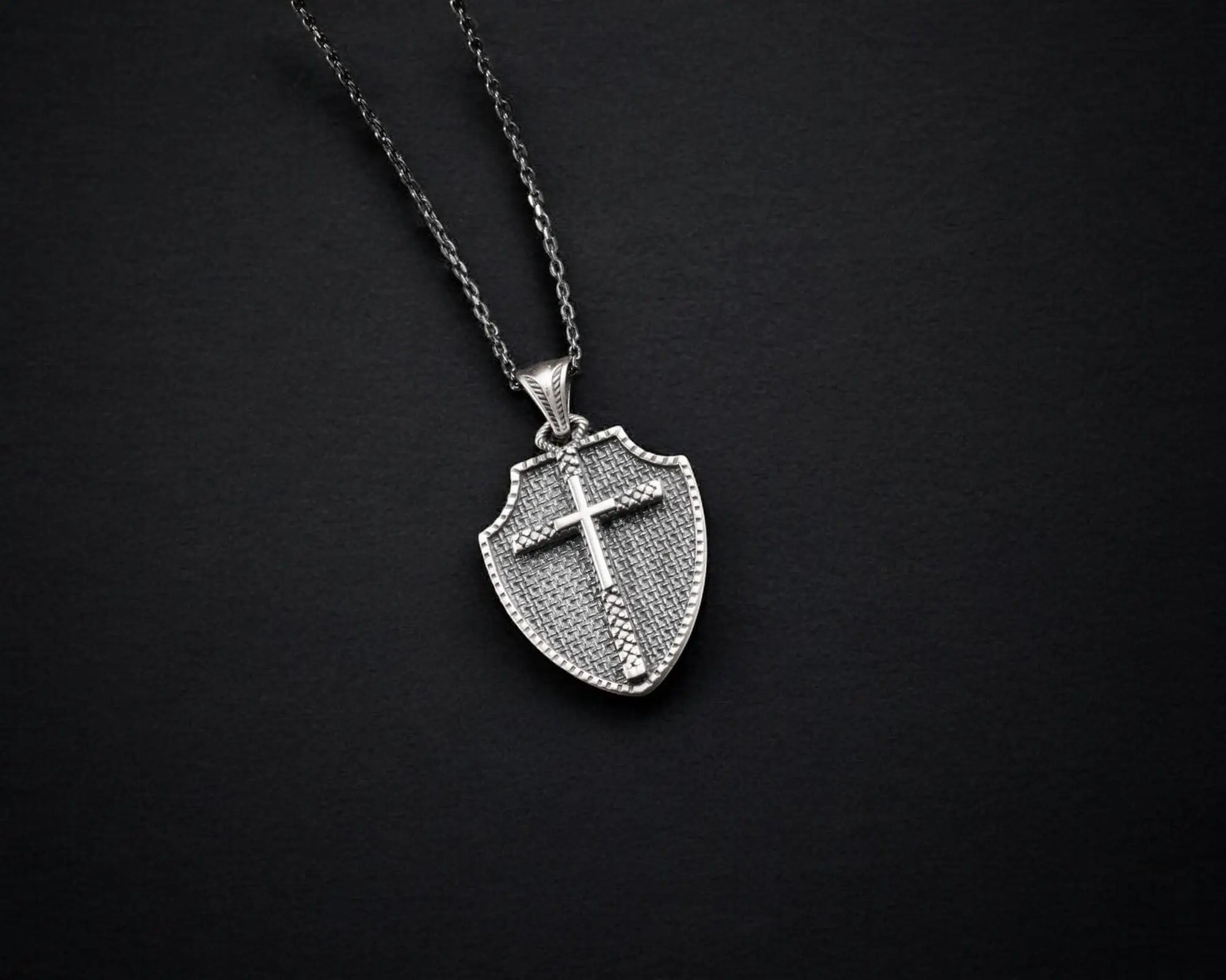 Sterling Silver Cross Necklace: Oxidized Christian Pendant   Charmora Jewelry