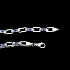 925 Sterling Silver Men’s Bracelet with Blue Stones, Handmade Chain Bracelet, Bold Masculine Jewelry   Charmora Jewelry