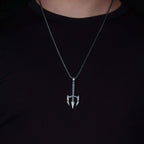 Oxidized Sterling Silver Trident Necklace: Poseidon Spear Pendant