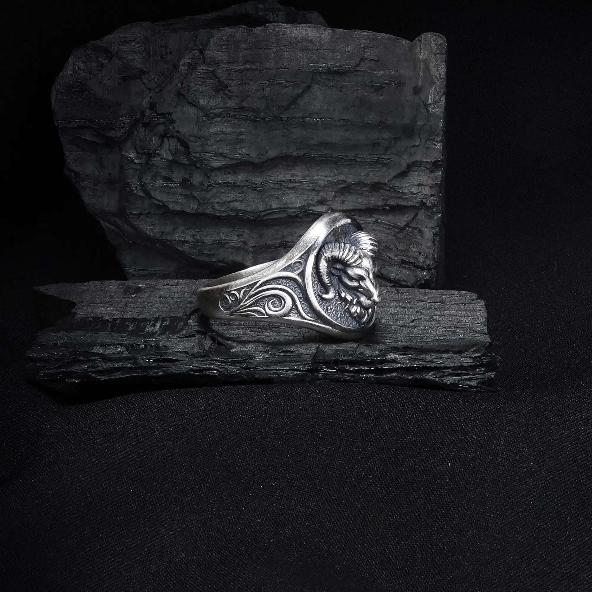 Sterling Silver Ram Ring: Aries Zodiac Jewelry for Men   Charmora Jewelry