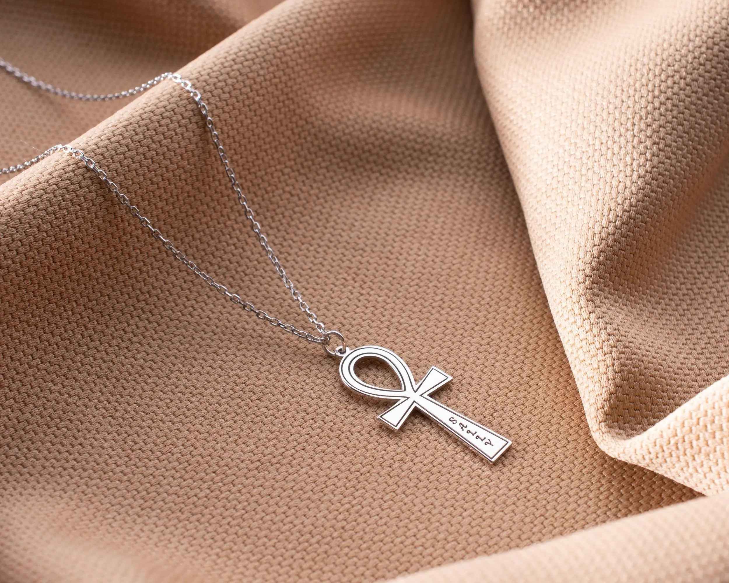 Custom Sterling Silver Ankh Necklace: Personalized Egyptian Jewelry