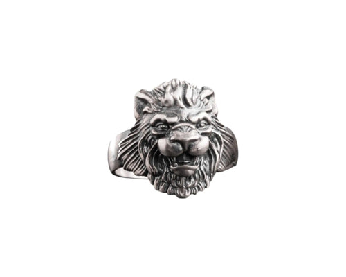 Sterling Silver Lion Head Ring - Handmade Mens Jewelry   Charmora Jewelry